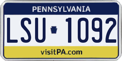 PA license plate LSU1092