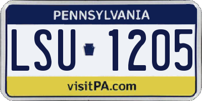 PA license plate LSU1205