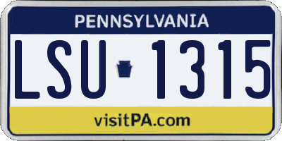 PA license plate LSU1315