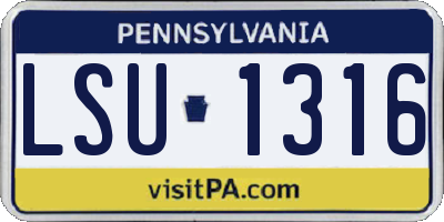 PA license plate LSU1316
