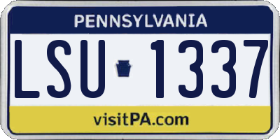 PA license plate LSU1337