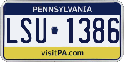 PA license plate LSU1386