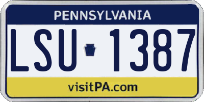 PA license plate LSU1387
