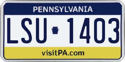 PA license plate LSU1403