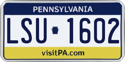 PA license plate LSU1602