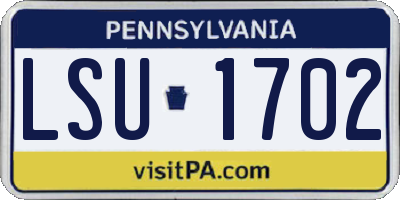 PA license plate LSU1702