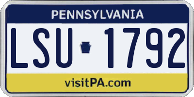 PA license plate LSU1792