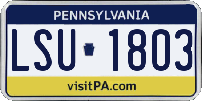 PA license plate LSU1803
