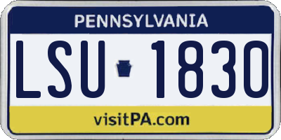 PA license plate LSU1830