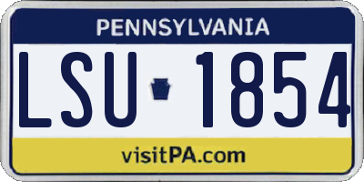 PA license plate LSU1854