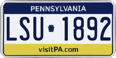 PA license plate LSU1892