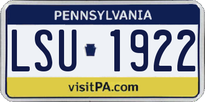 PA license plate LSU1922