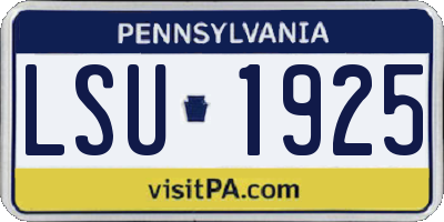 PA license plate LSU1925