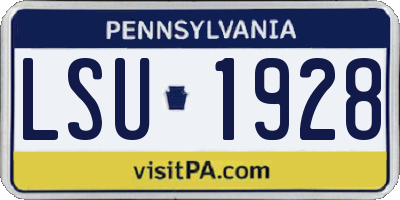 PA license plate LSU1928