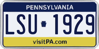 PA license plate LSU1929