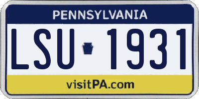PA license plate LSU1931