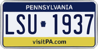 PA license plate LSU1937