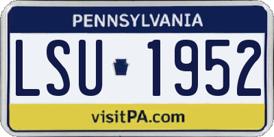 PA license plate LSU1952