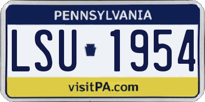 PA license plate LSU1954