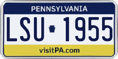 PA license plate LSU1955