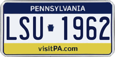 PA license plate LSU1962