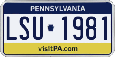 PA license plate LSU1981