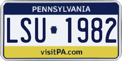 PA license plate LSU1982