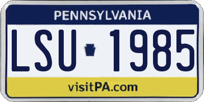 PA license plate LSU1985