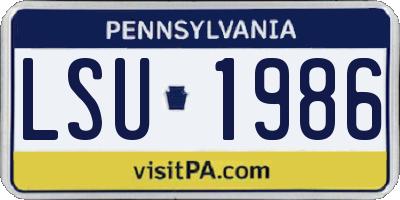 PA license plate LSU1986