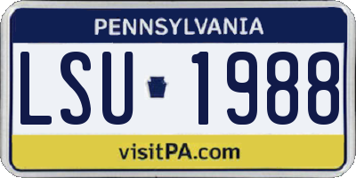 PA license plate LSU1988