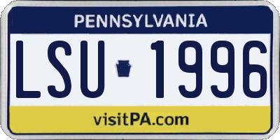 PA license plate LSU1996