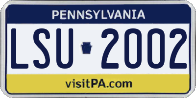 PA license plate LSU2002