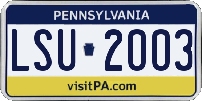 PA license plate LSU2003