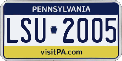 PA license plate LSU2005