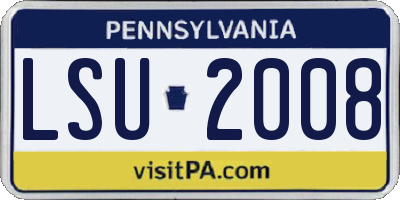 PA license plate LSU2008