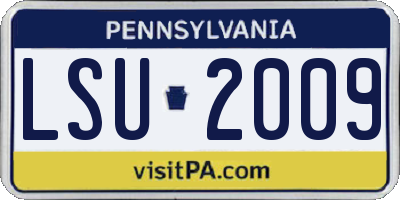 PA license plate LSU2009