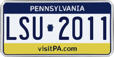 PA license plate LSU2011