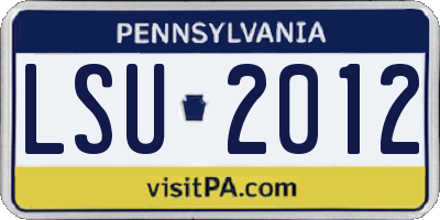 PA license plate LSU2012