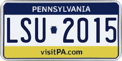 PA license plate LSU2015