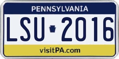 PA license plate LSU2016