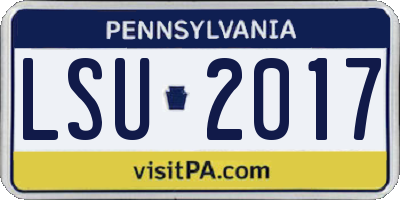 PA license plate LSU2017