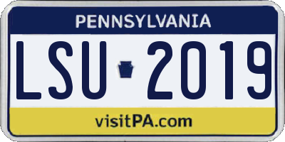 PA license plate LSU2019