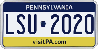 PA license plate LSU2020