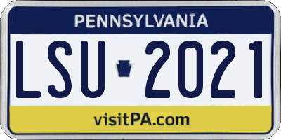 PA license plate LSU2021