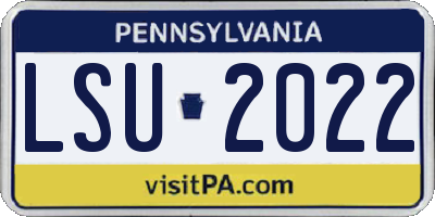 PA license plate LSU2022