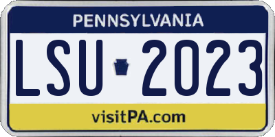 PA license plate LSU2023
