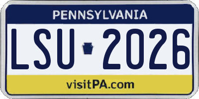 PA license plate LSU2026
