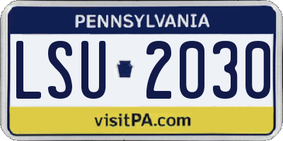PA license plate LSU2030