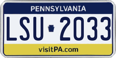 PA license plate LSU2033