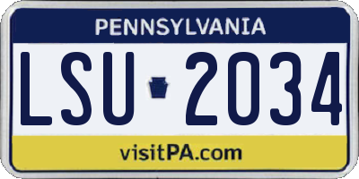 PA license plate LSU2034